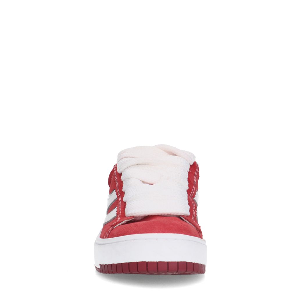 Baskets en daim avec détails blancs - rouge