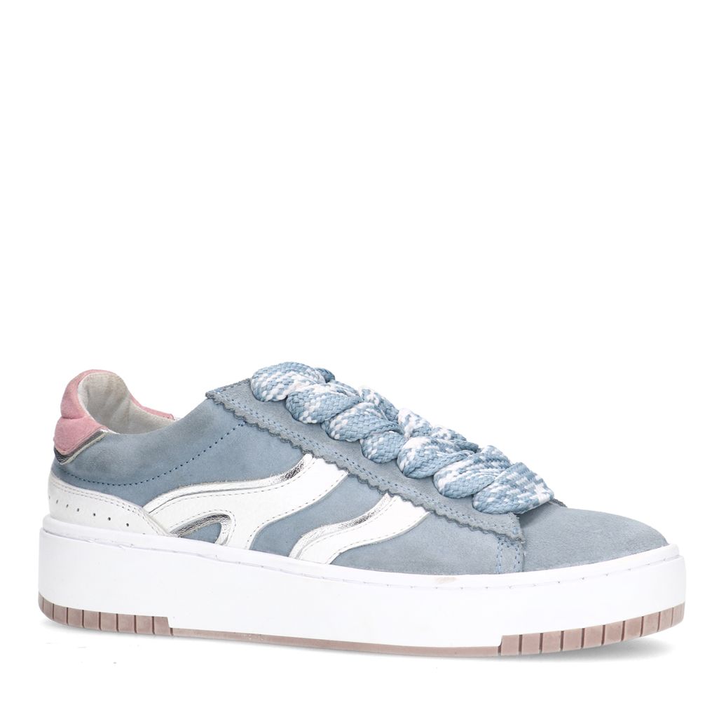 Baskets en daim avec détails blancs - bleu