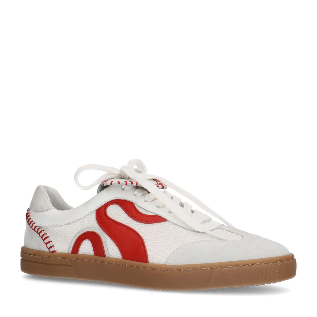 Baskets en daim avec détails rouges - blanc