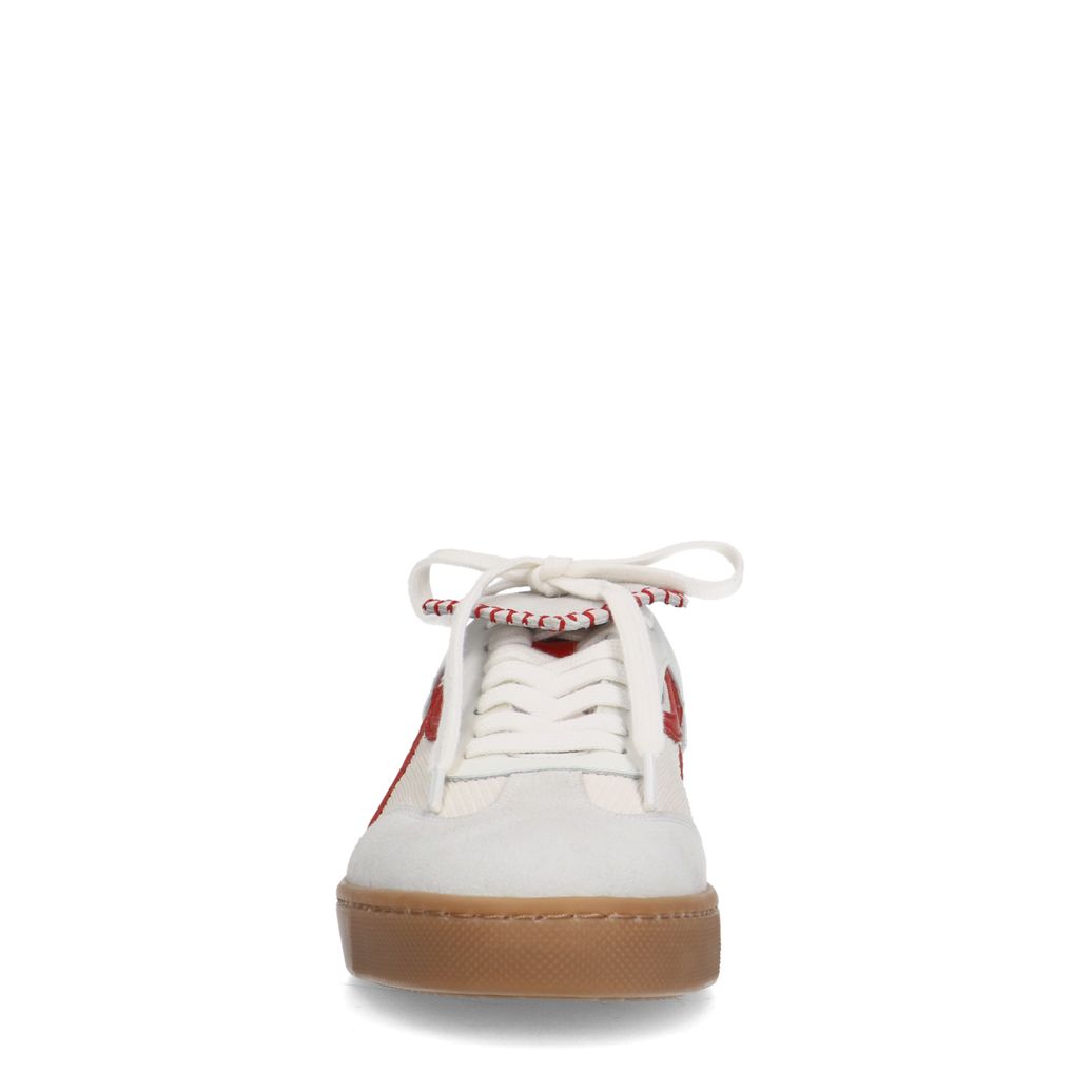 Baskets en daim avec détails rouges - blanc