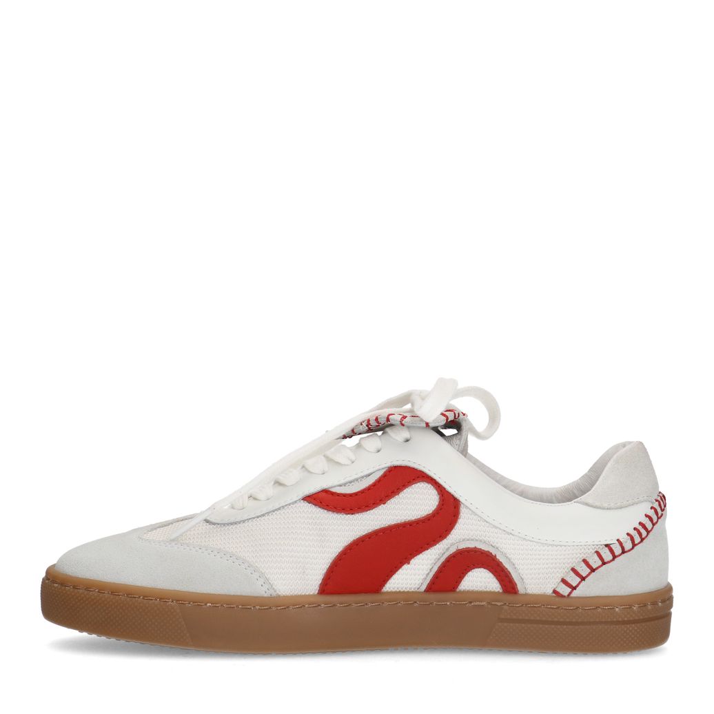 Baskets en daim avec détails rouges - blanc