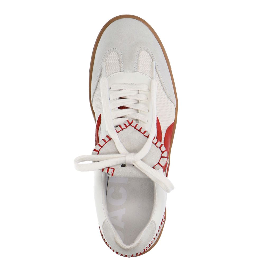 Baskets en daim avec détails rouges - blanc