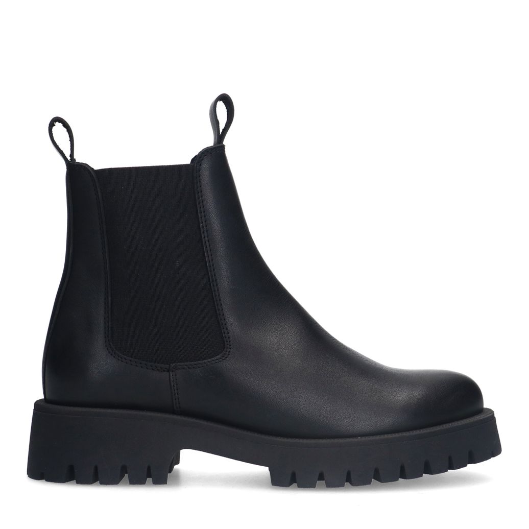 Zwarte leren chunky chelsea boots
