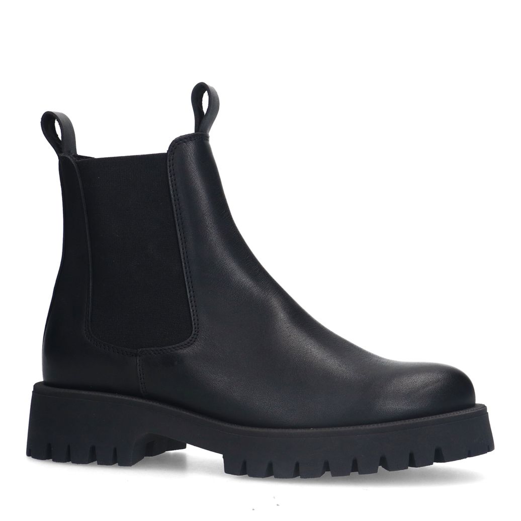 Zwarte leren chunky chelsea boots