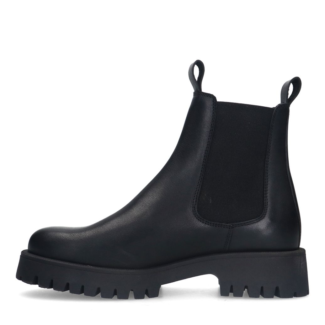 Zwarte leren chunky chelsea boots