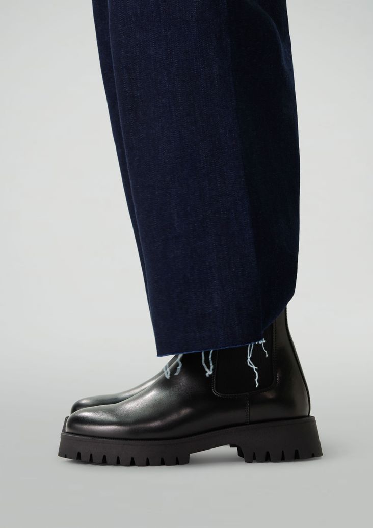 Zwarte leren chunky chelsea boots