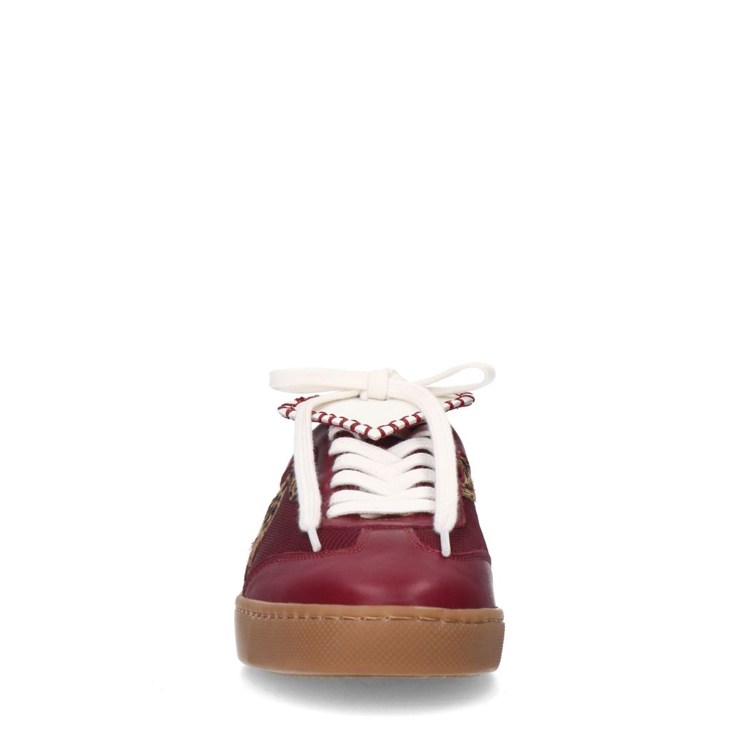 Bordeaux leren sneakers met leopard details