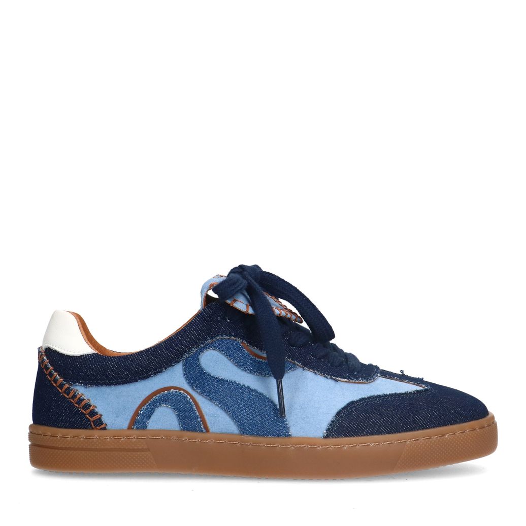 Baskets en daim avec détails denim - bleu