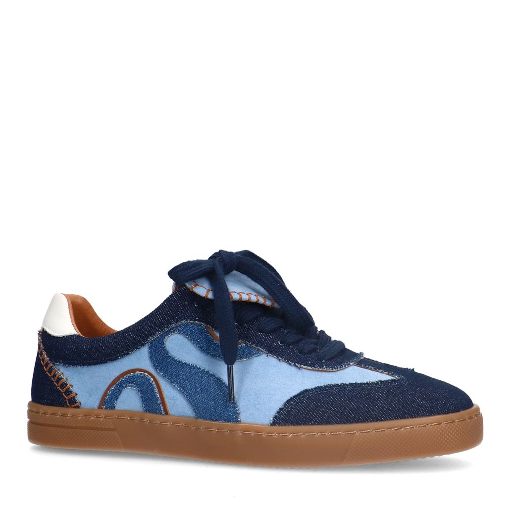 Baskets en daim avec détails denim - bleu