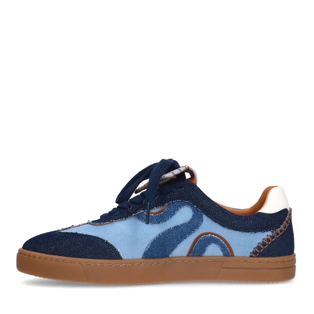 Baskets en daim avec détails denim - bleu