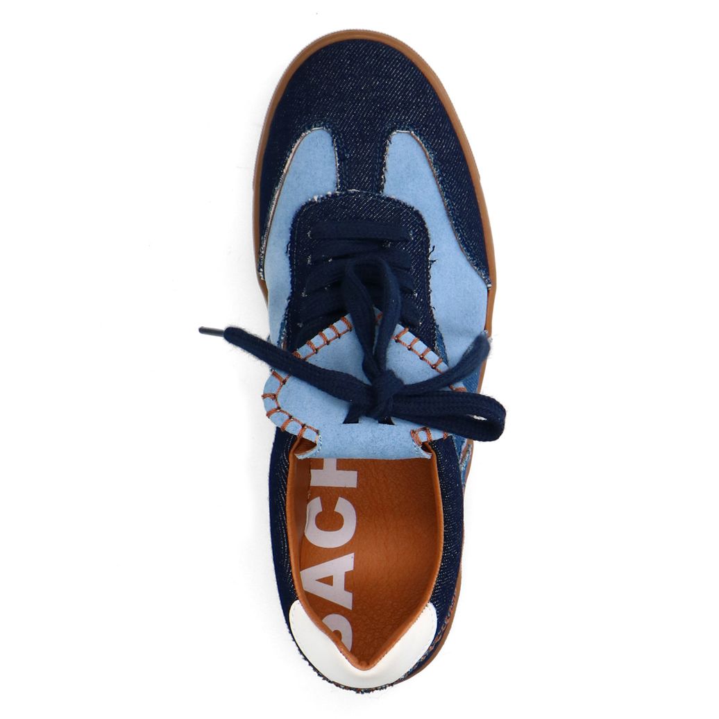 Baskets en daim avec détails denim - bleu