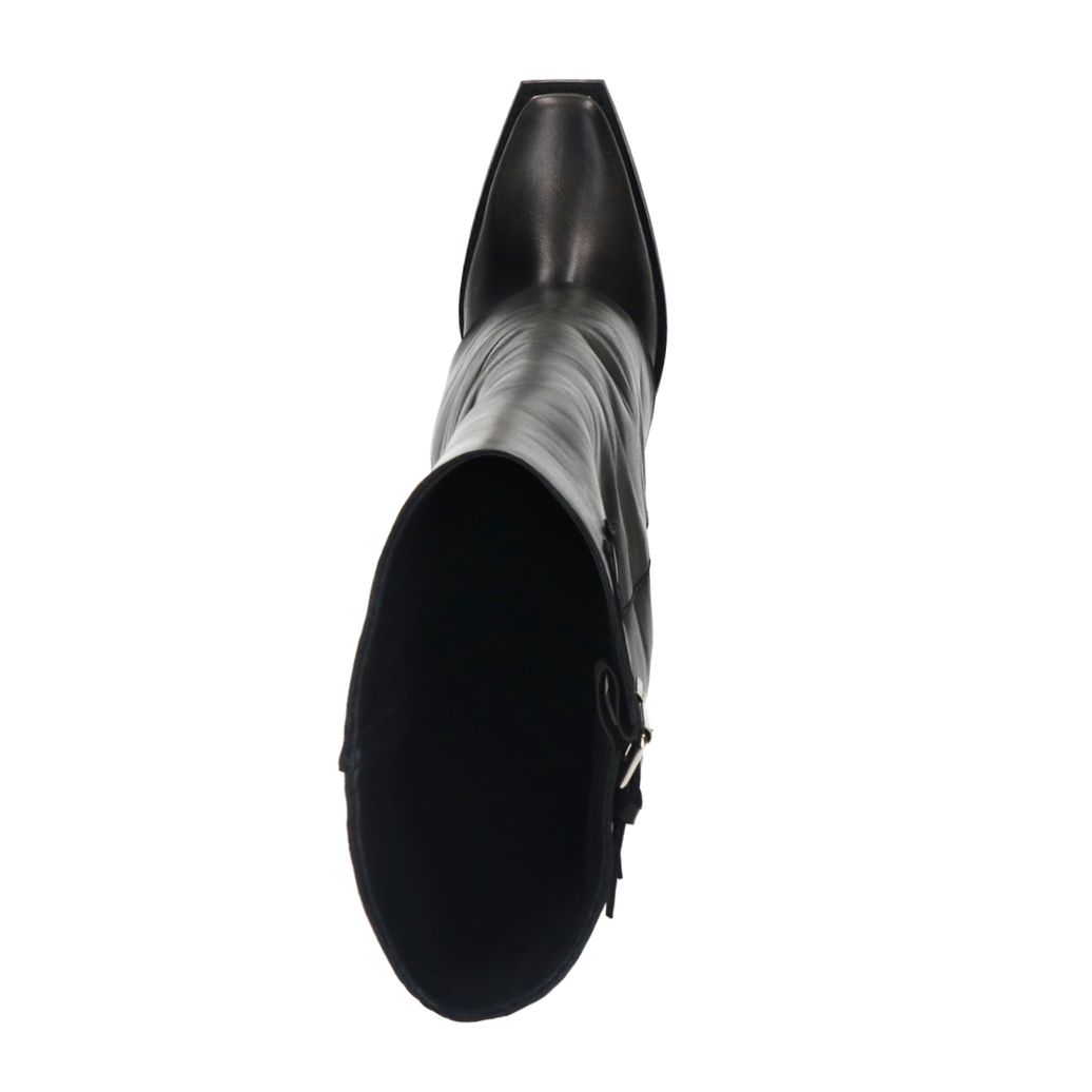 Schwarze Stiefel mit Umschlag und Schnallen