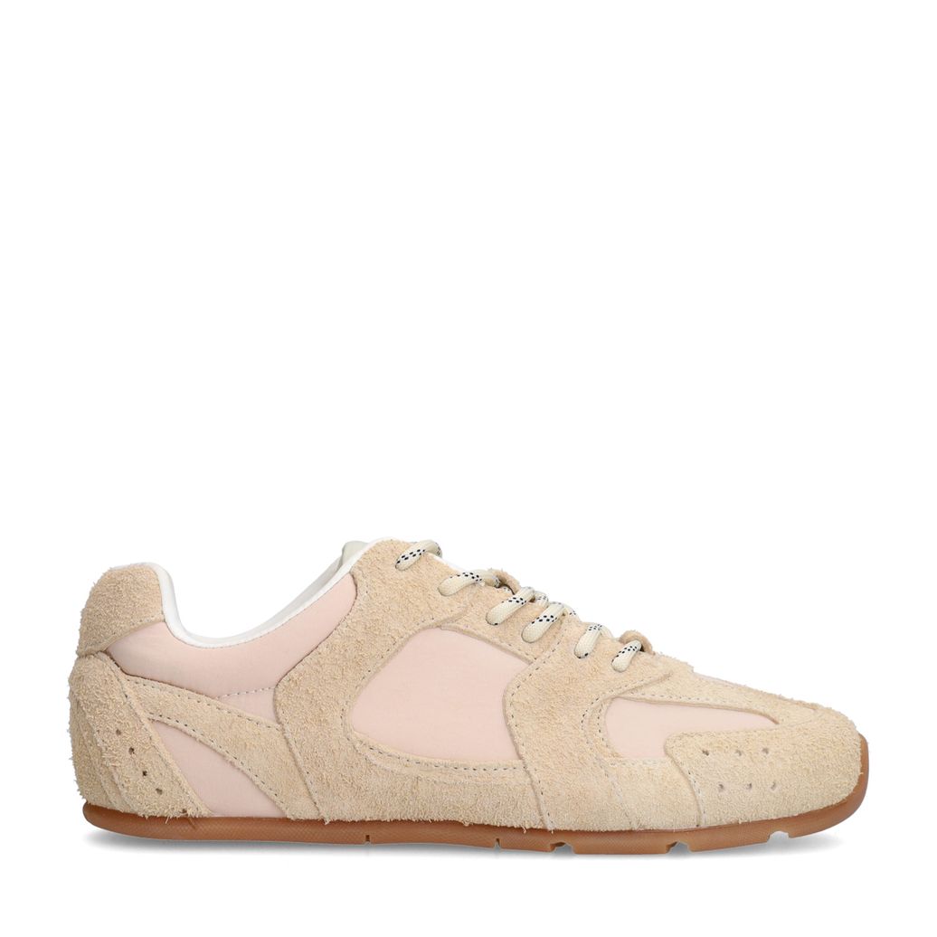Beigefarbene Veloursleder-Sneaker
