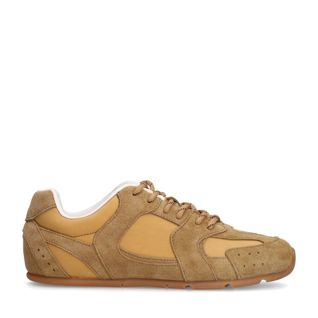 Taupefarbene Veloursleder-Sneaker