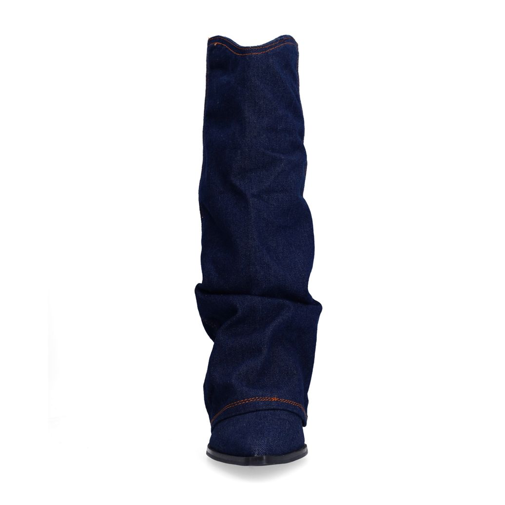 Dunkelblaue Cowboystiefel mit Umschlag in Denim-Optik