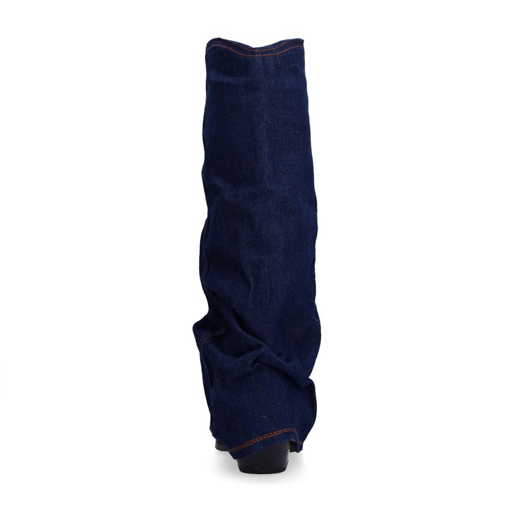 Dunkelblaue Cowboystiefel mit Umschlag in Denim-Optik