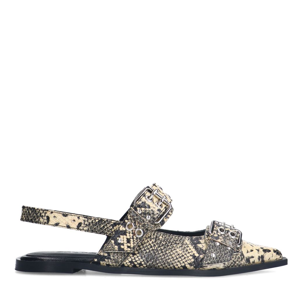 Slingbacks mit Schnalle und Schlangenmuster