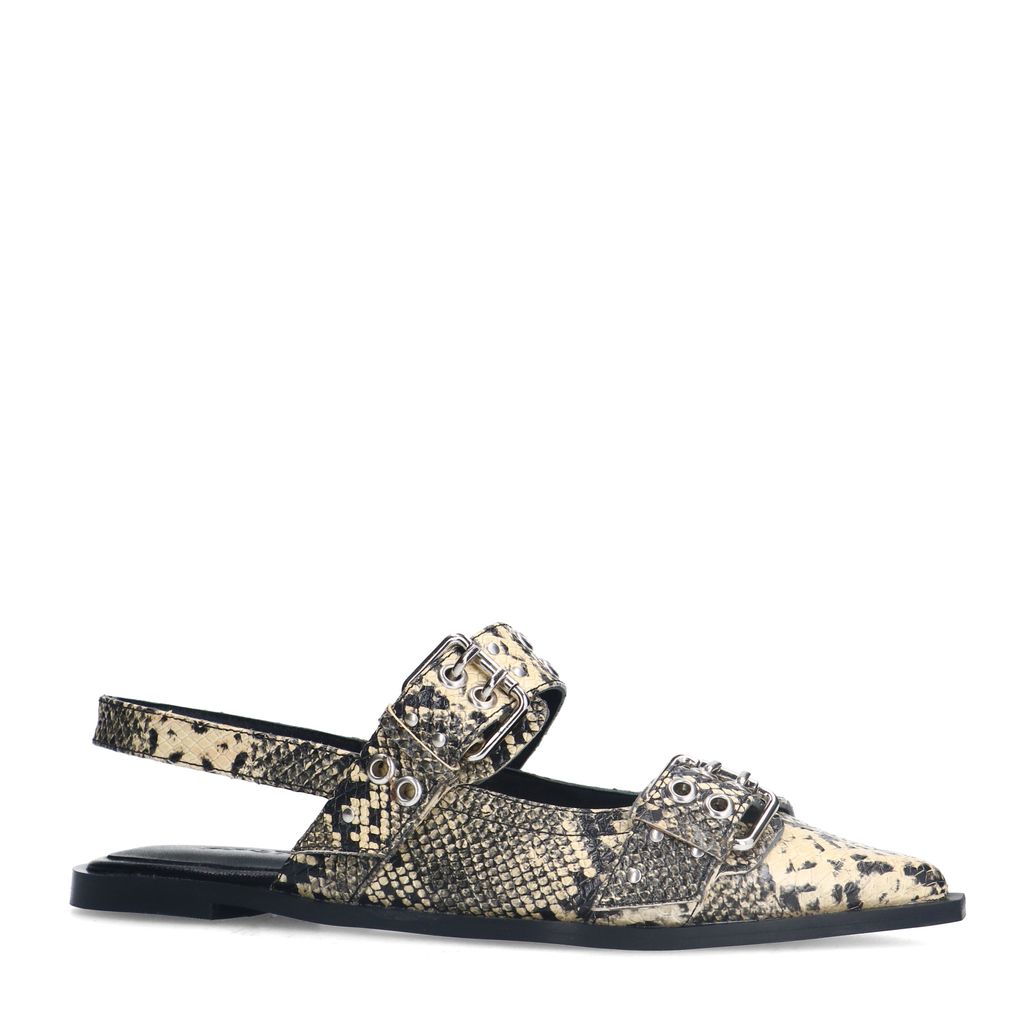 Slingbacks mit Schnalle und Schlangenmuster