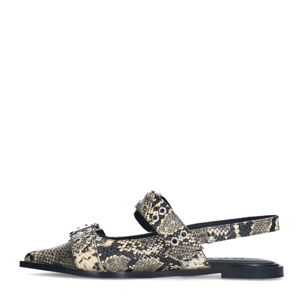 Snake buckle slingbacks