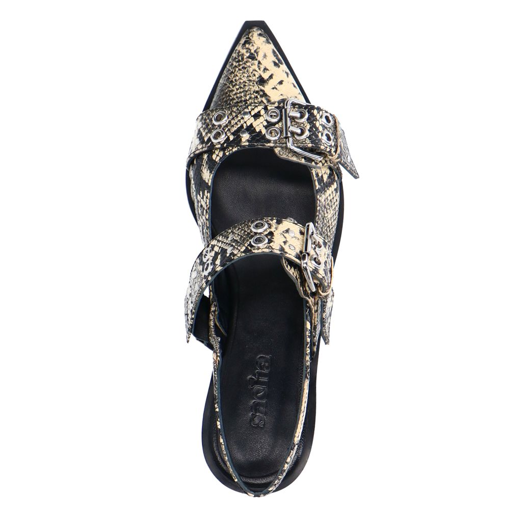 Slingbacks imprimé serpent avec boucles