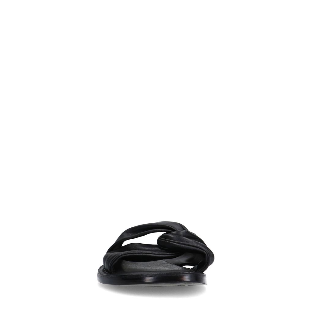 Claquettes en cuir avec nœud - noir