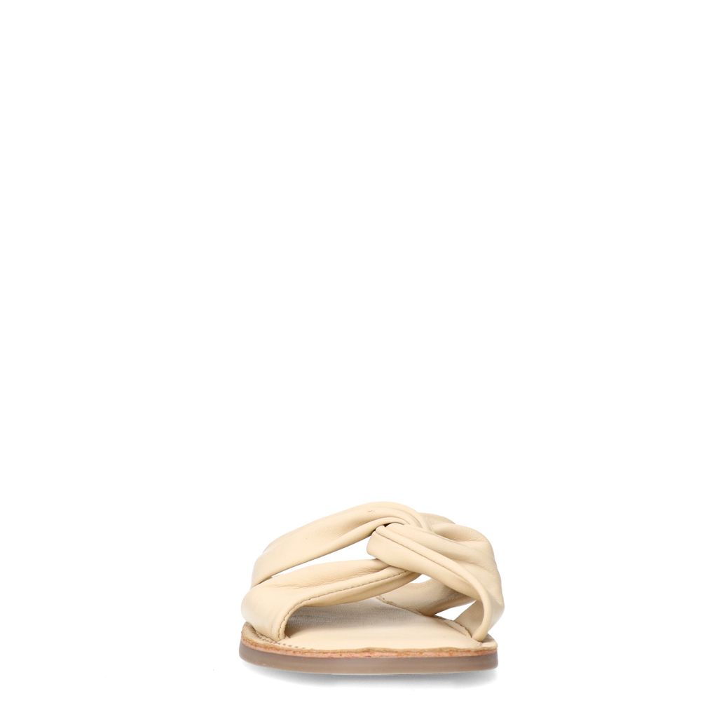 Off white leren slippers met knoop detail