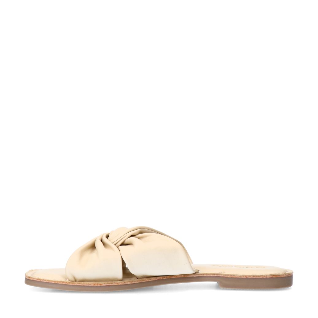 Off white leren slippers met knoop detail