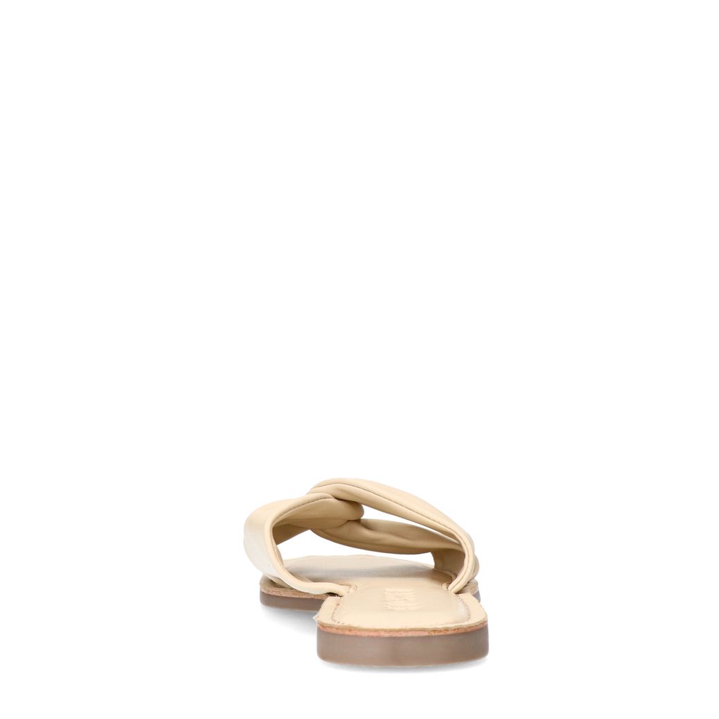 Off white leren slippers met knoop detail