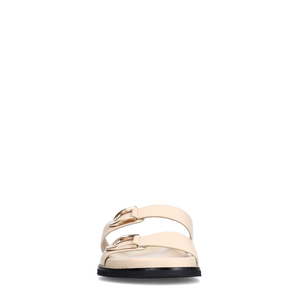 Offwhite Ledersandalen mit goldfarbenen Details