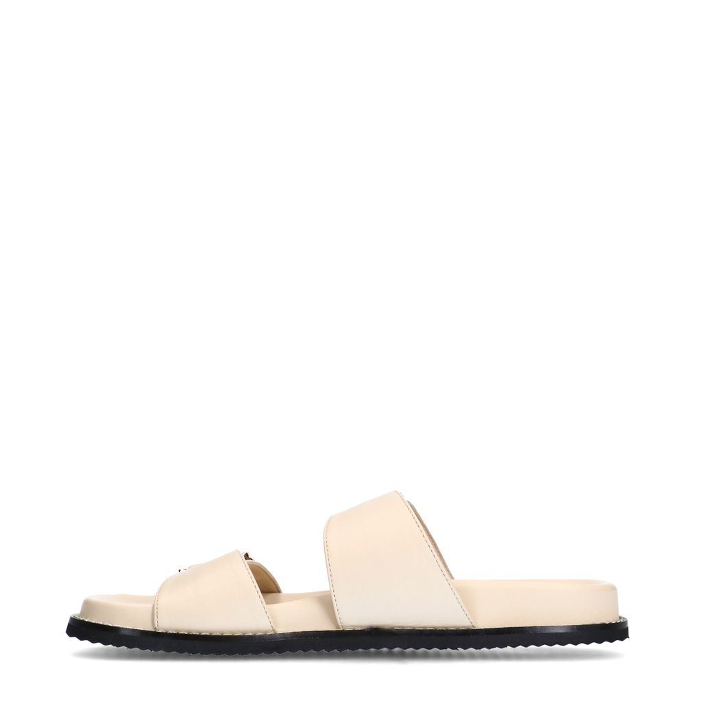 Offwhite Ledersandalen mit goldfarbenen Details