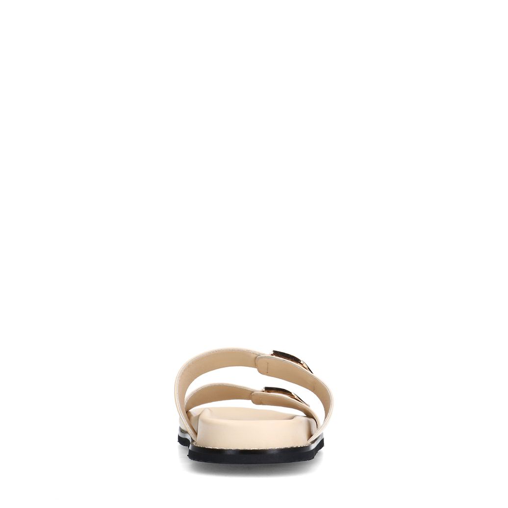 Off white leren slippers met goudkleurige details