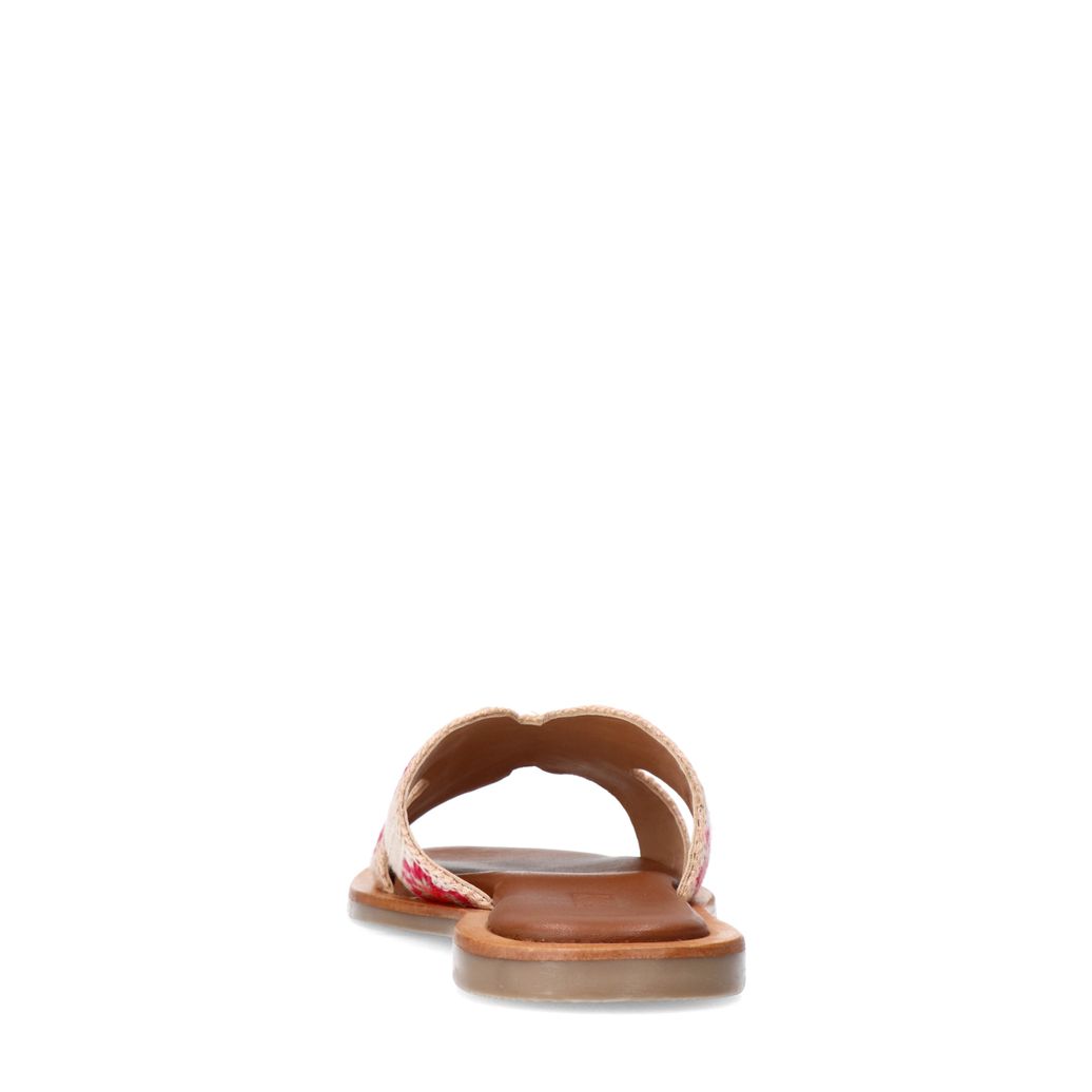 Beige slippers met roze bloemen embroidery