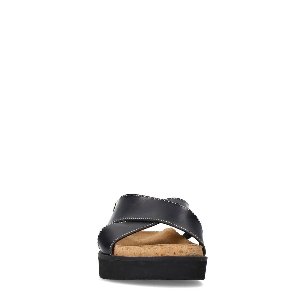 Zwarte leren plateau sandalen