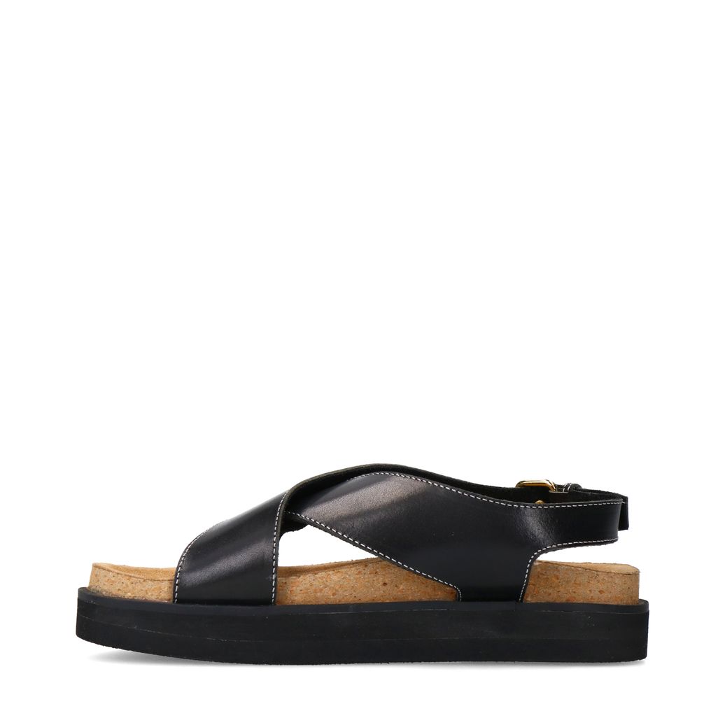 Zwarte leren plateau sandalen