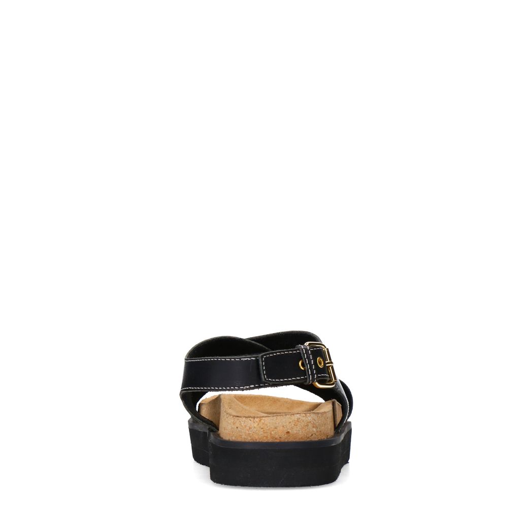 Zwarte leren plateau sandalen