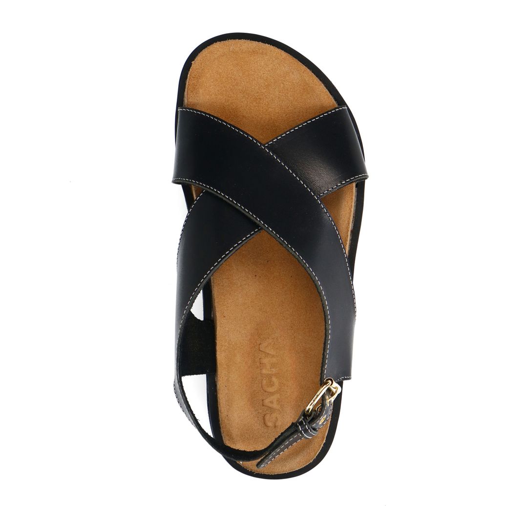 Schwarze Plateausandalen aus Leder
