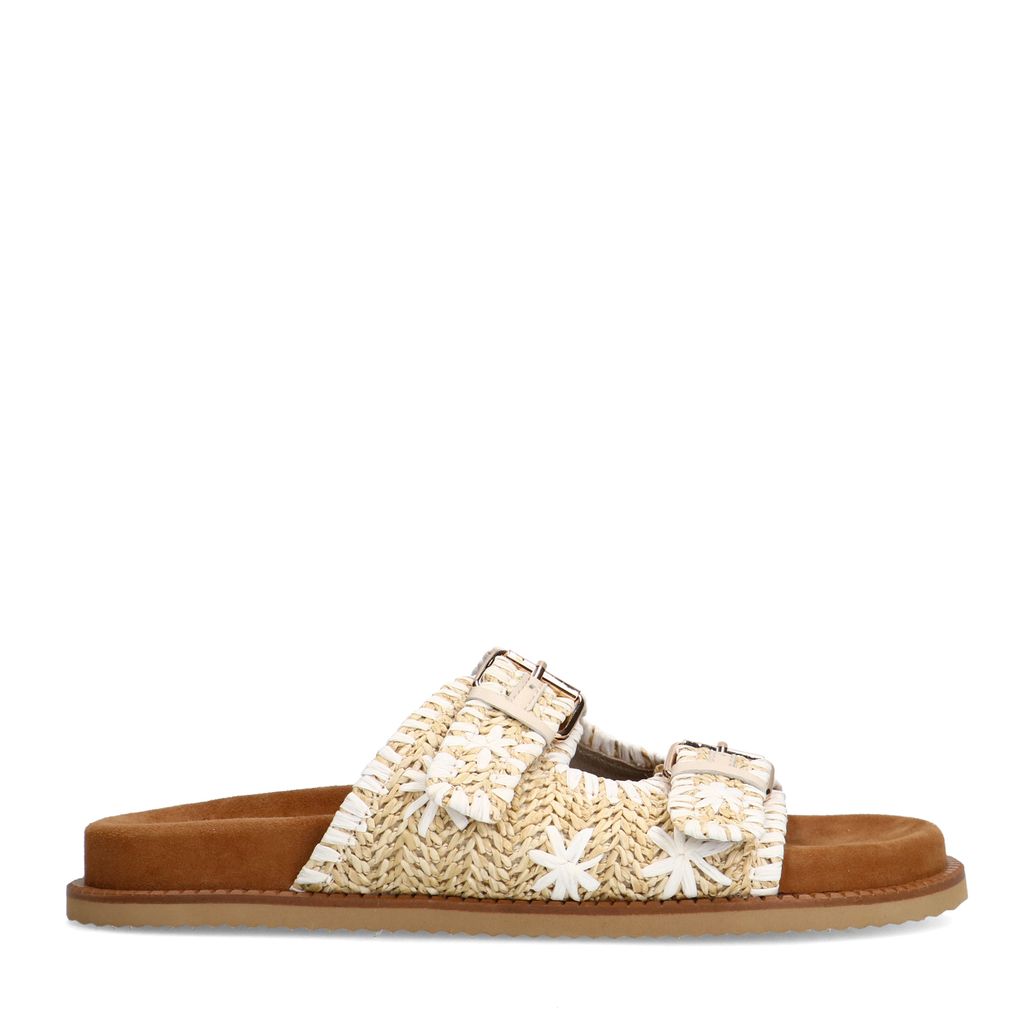 Claquettes en raphia avec détails - beige