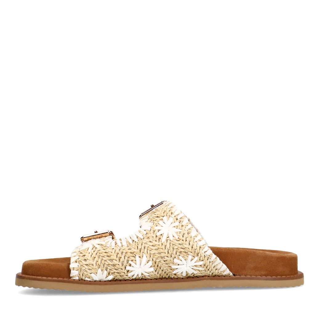Claquettes en raphia avec détails - beige