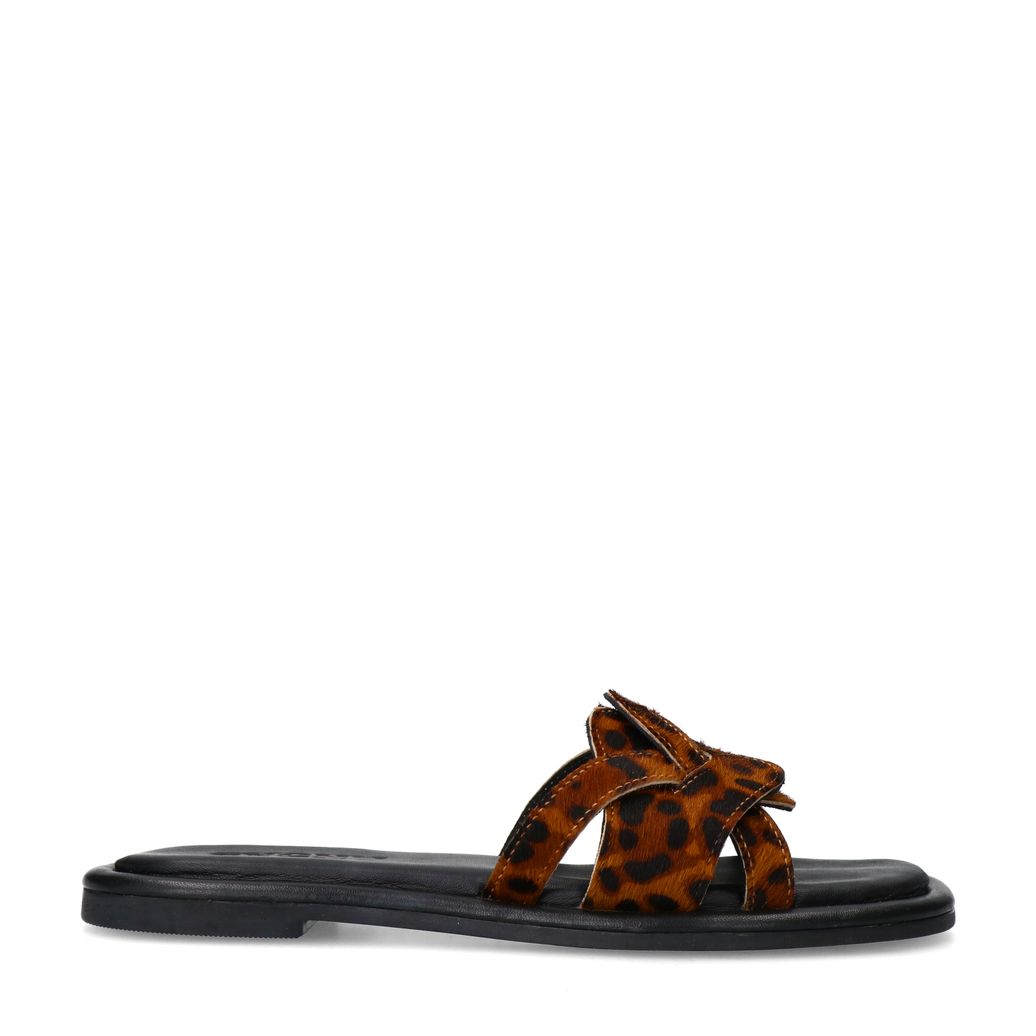Leopard leren slippers