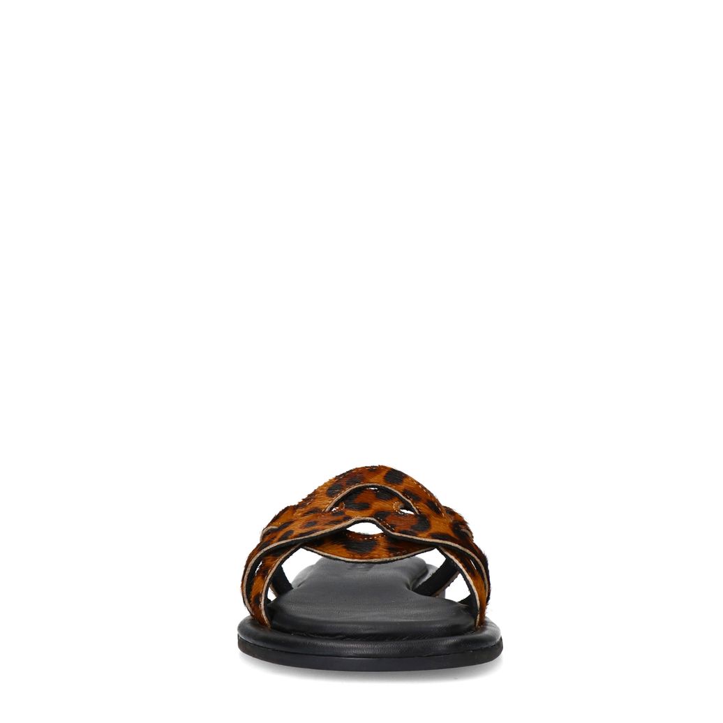 Leopard leren slippers