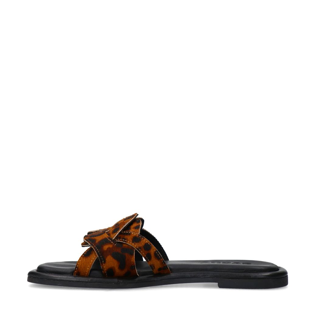 Leopard leren slippers