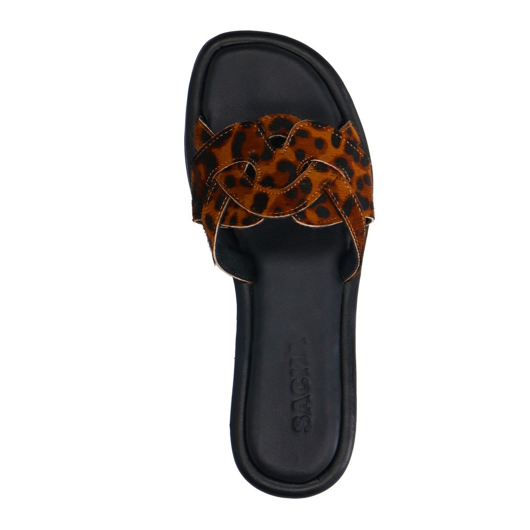 Leopard leren slippers