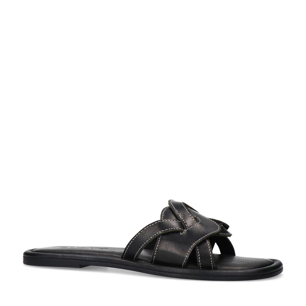 Zwarte leren slippers