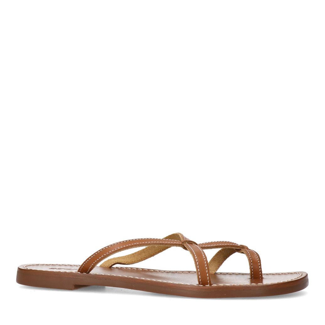 Cognac leren slippers