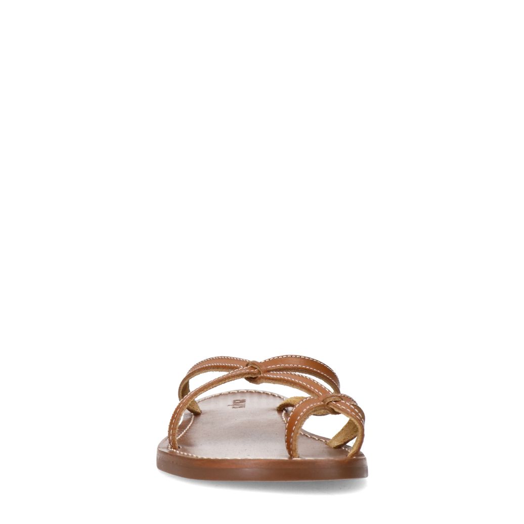 Cognac leren slippers