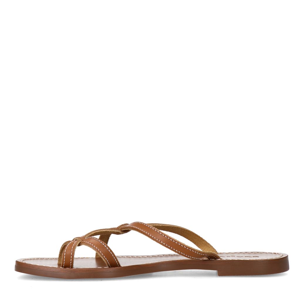 Cognac leren slippers