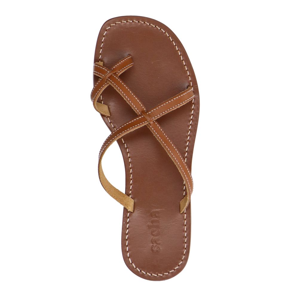 Cognac leren slippers
