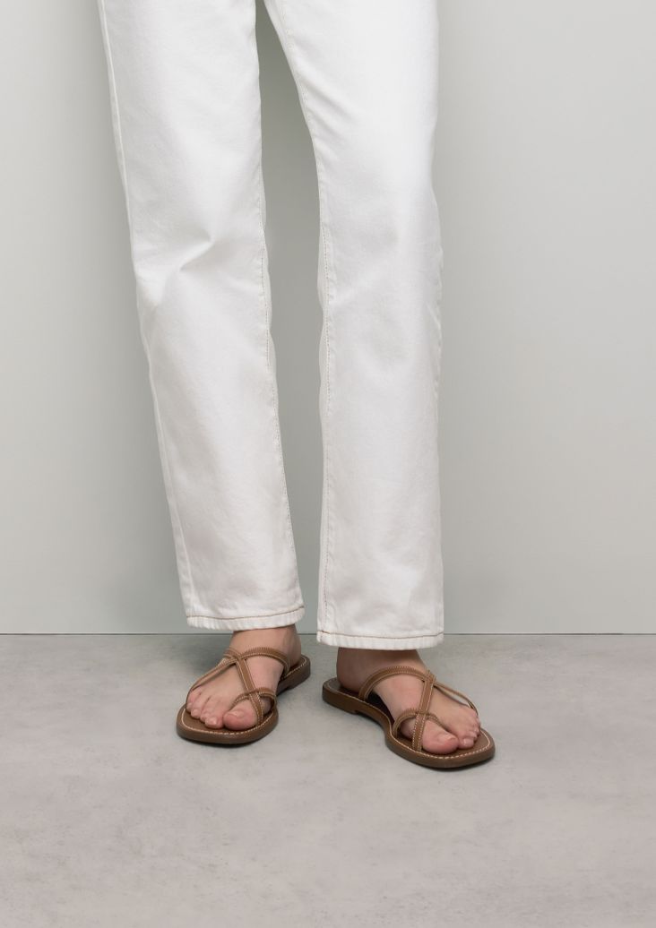 Cognac leren slippers