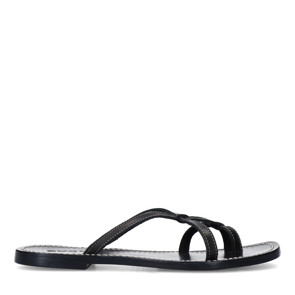 Zwarte leren slippers