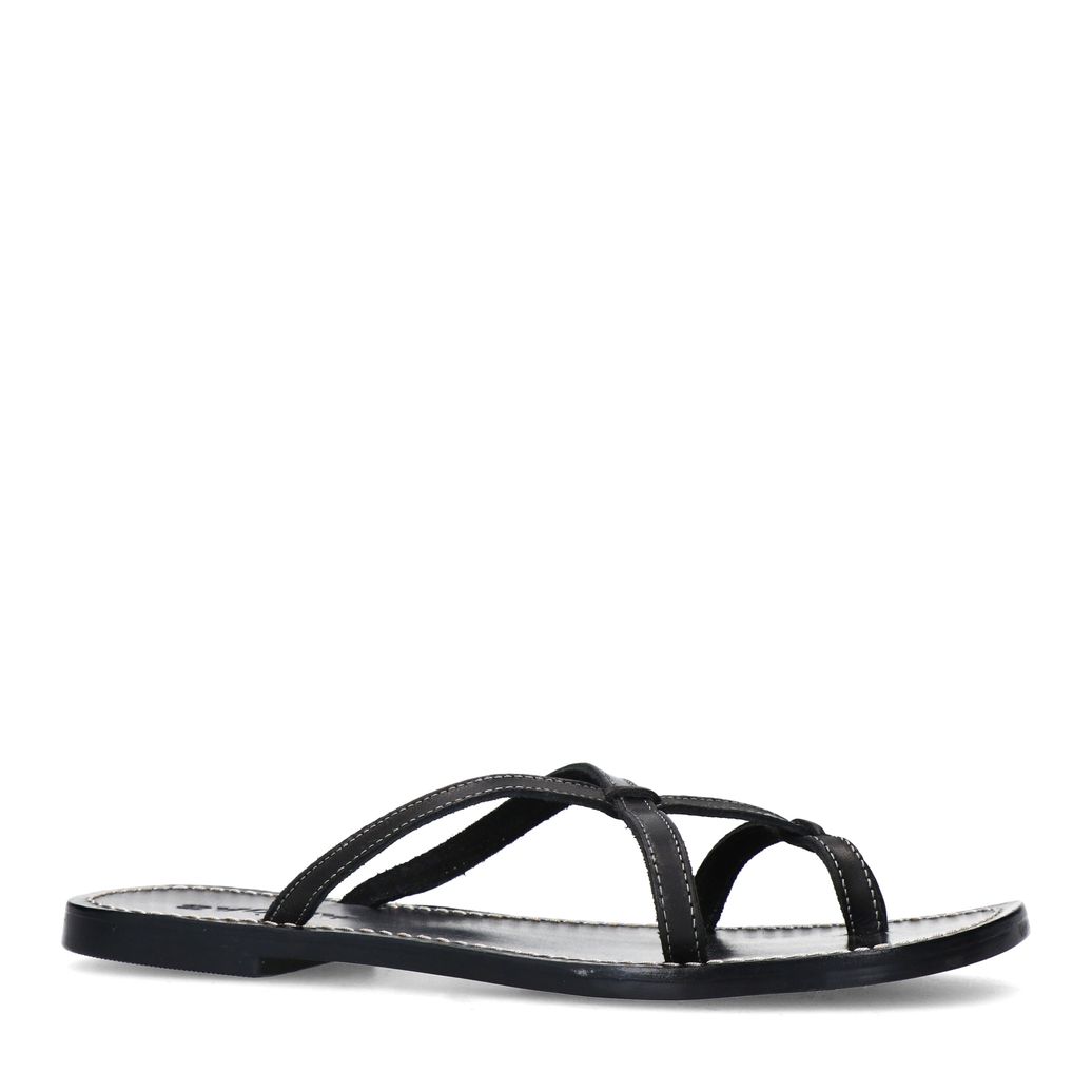 Zwarte leren slippers